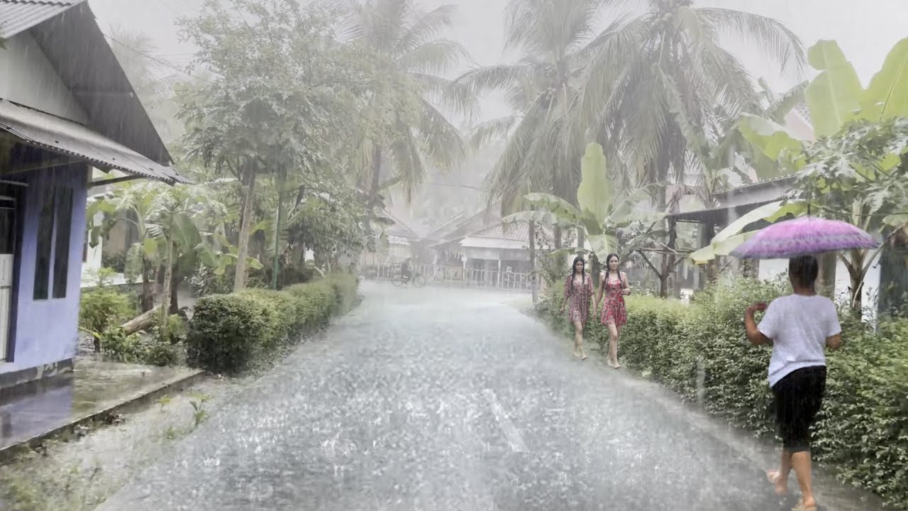 Апокалиптический сильный дождь 🌧️⚡ Red Soil Village Дождь, сопровождаемый ветром и молнией