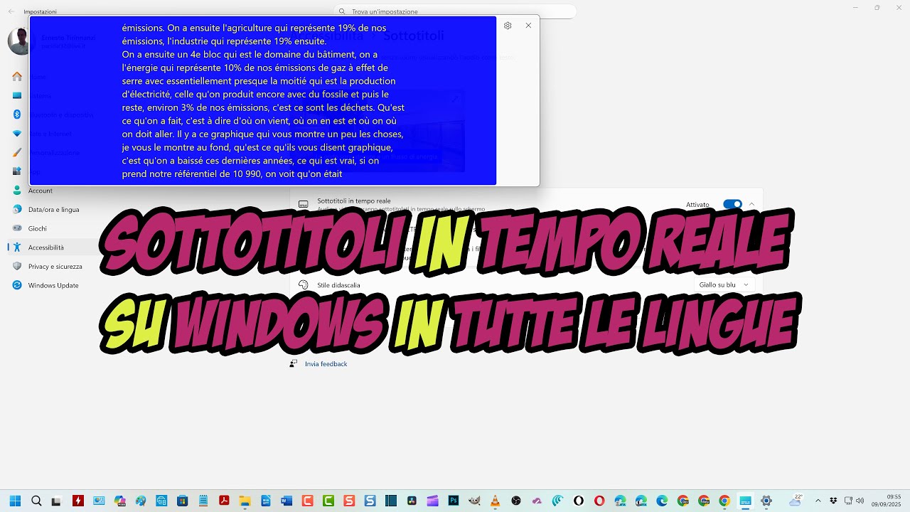 Attivare e personalizzare i sottotitoli in tempo reale di audio e video su Windows in ogni lingua