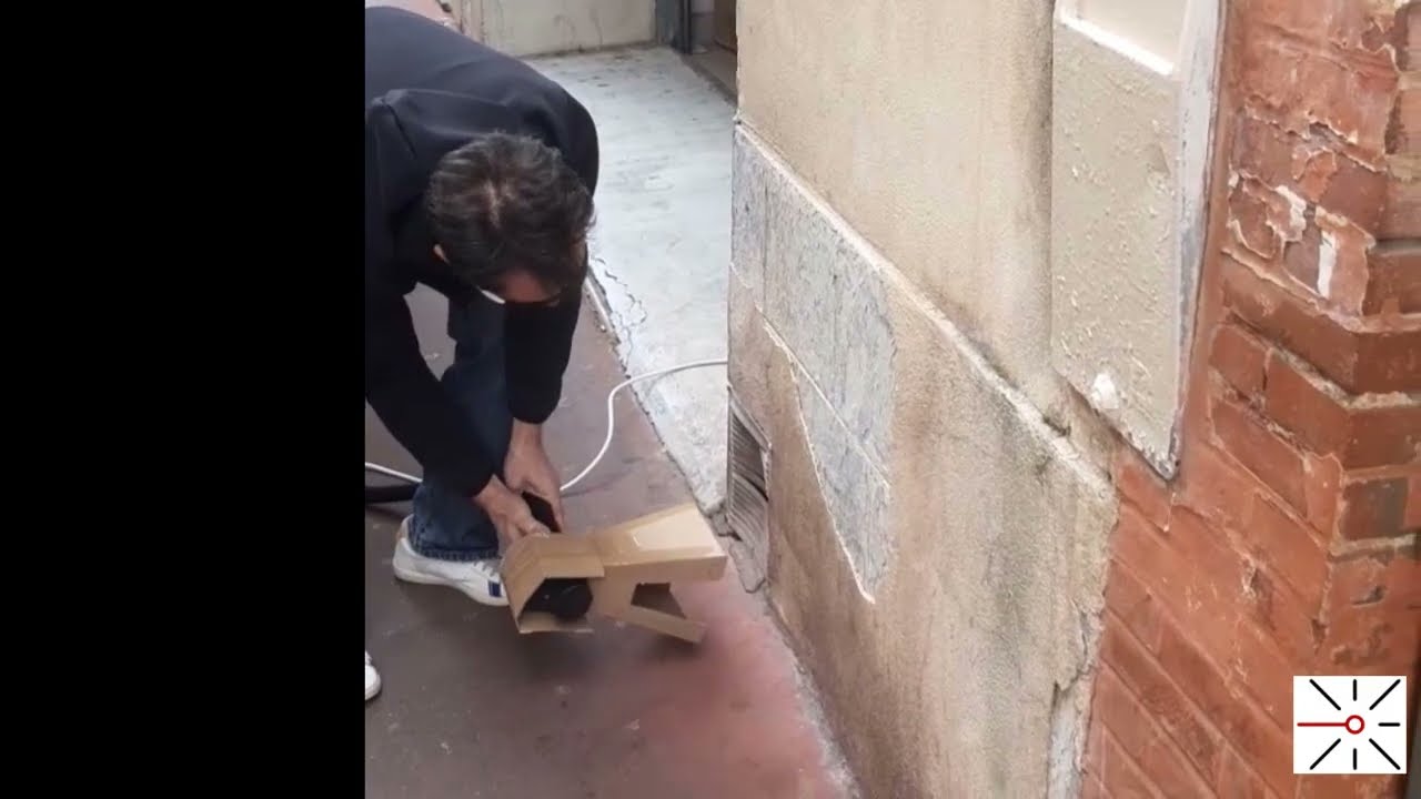 Nettoyage au laser de taches de pollution sur murs de centre ville