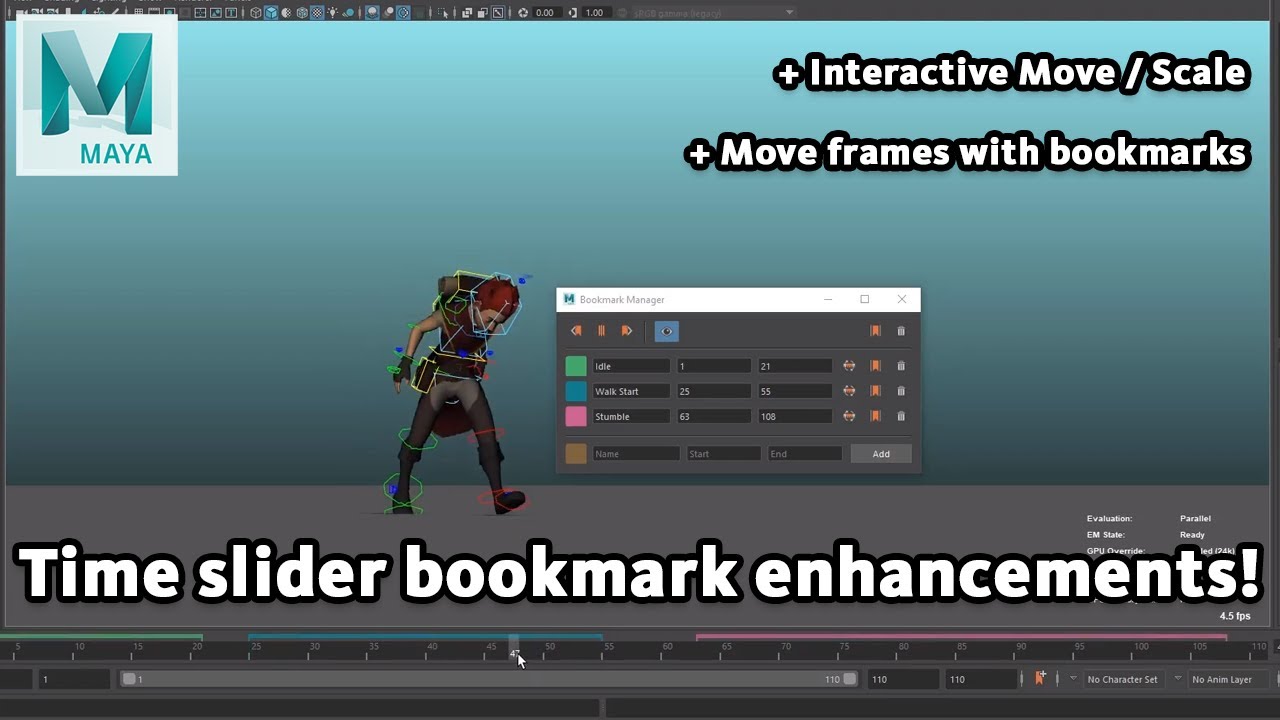 Maya 2022 - Time Slider Bookmark improvements