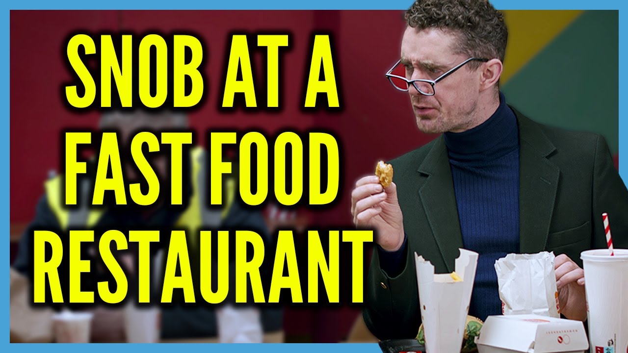 Snob pr&oacute;buje fast foodu