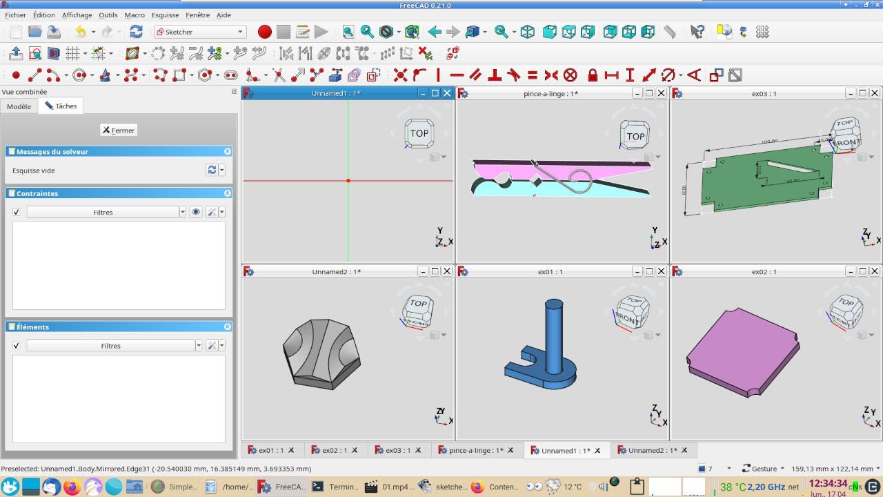 FreeCAD 0.21- 0.20 : Sketcher (spécial débutants)- Partie 1