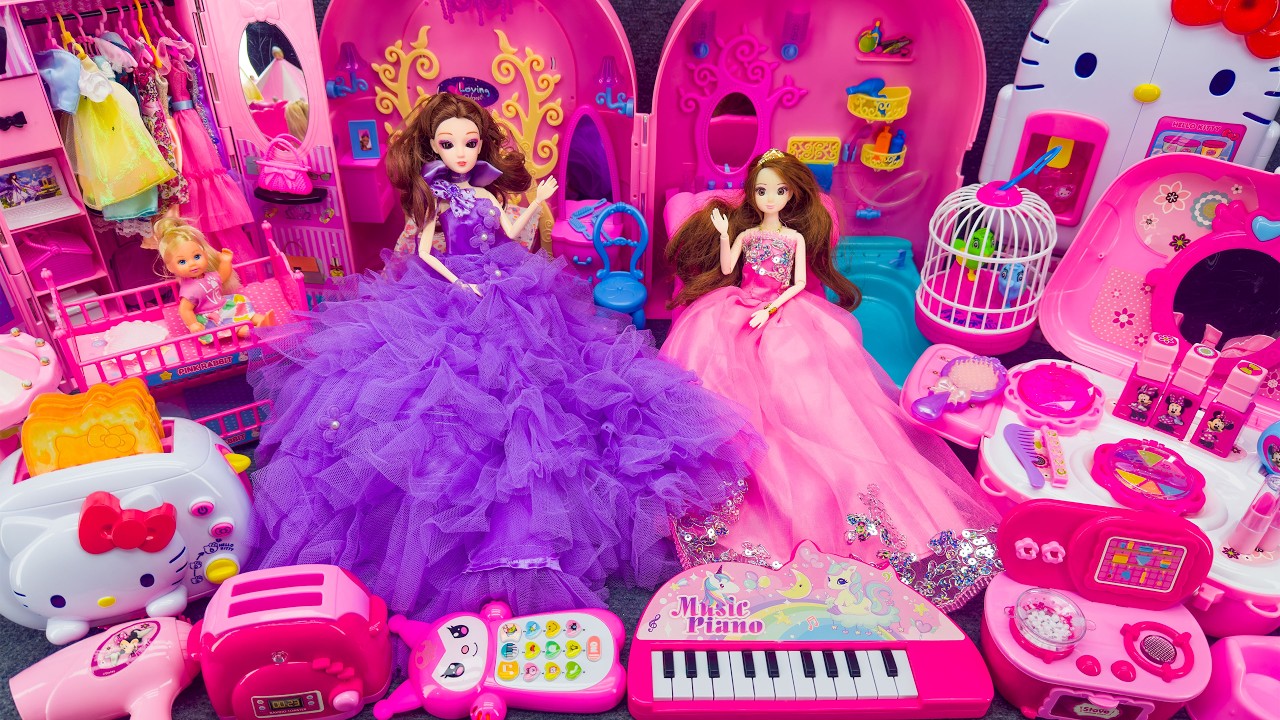 20 Minutes Satisfying Unboxing Barbie Princess Pink Kitchen, Rock Bed Play Set Review Toys