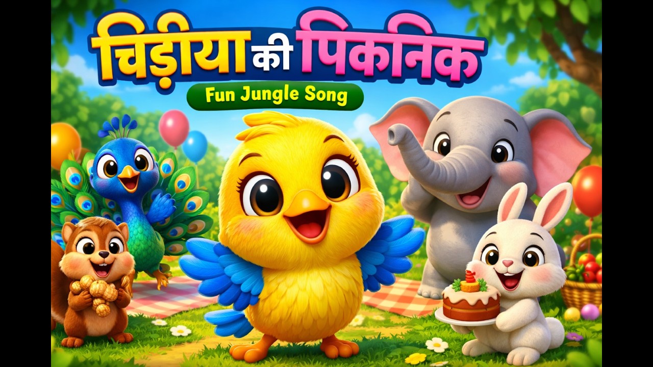 “चिड़िया की पिकनिक”Fun Jungle Song 🌈मज़ेदार जंगल गीत 🐘🐦