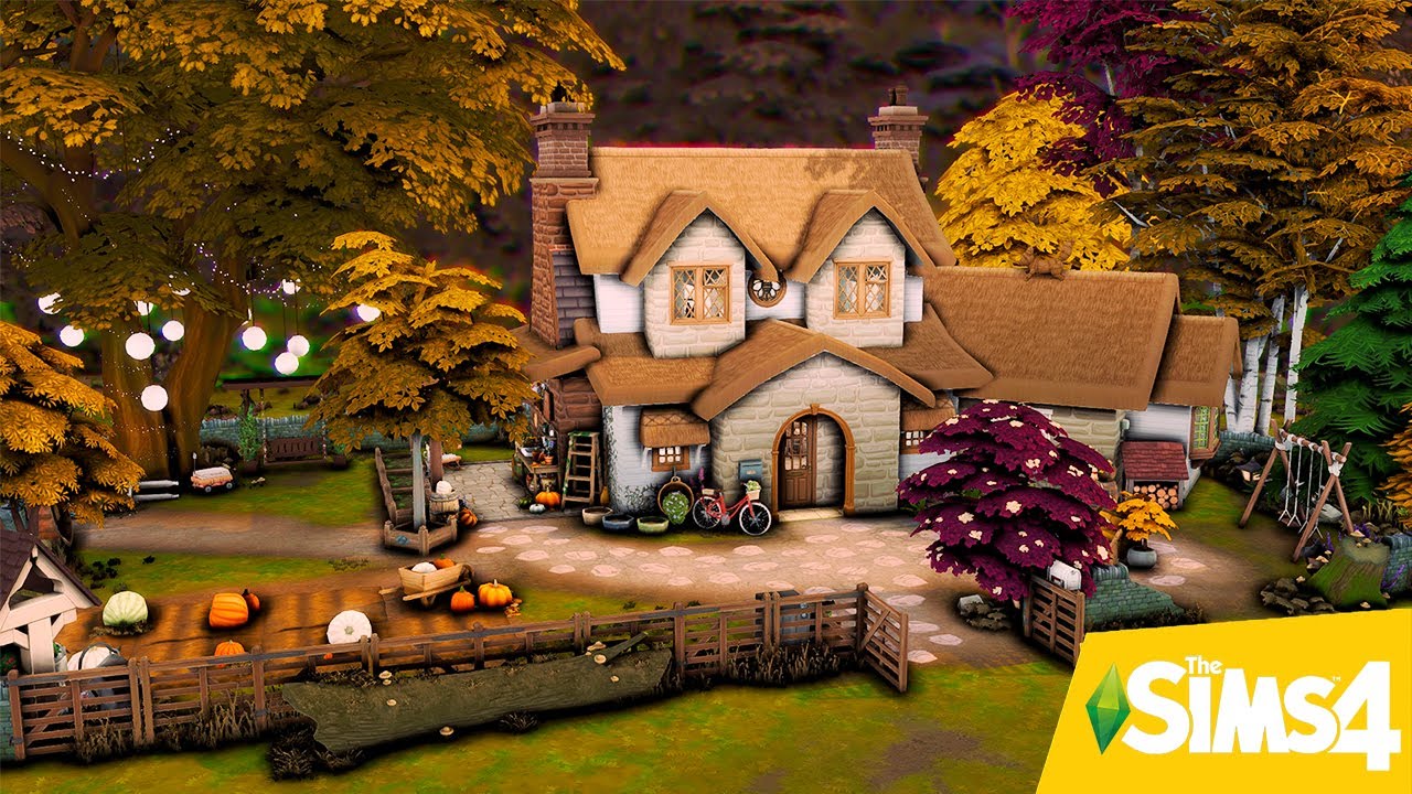 🍂AUTUMNAL COTTAGE 🍂 //CC list download// The Sims 4 speed build