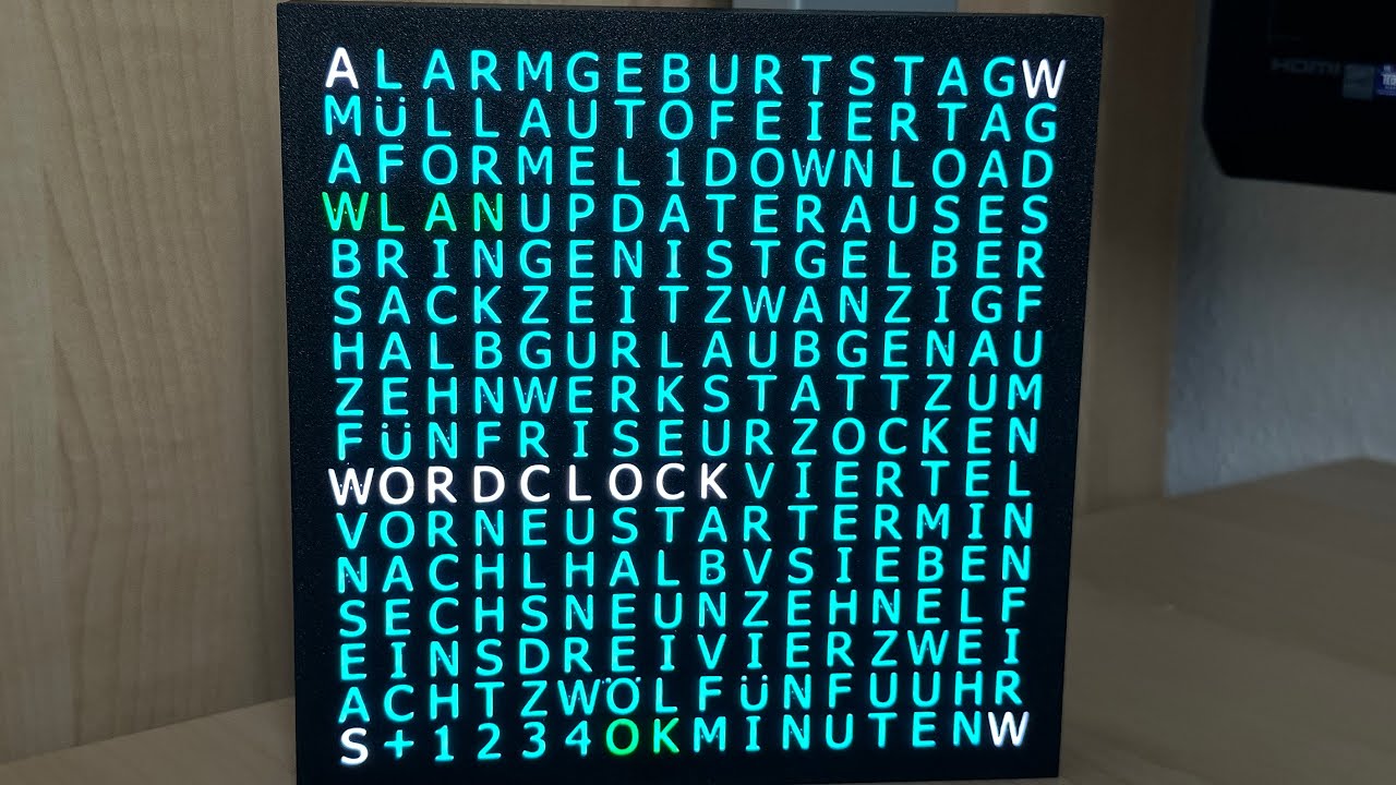 WordClock 16x16 LED matrix - time function test