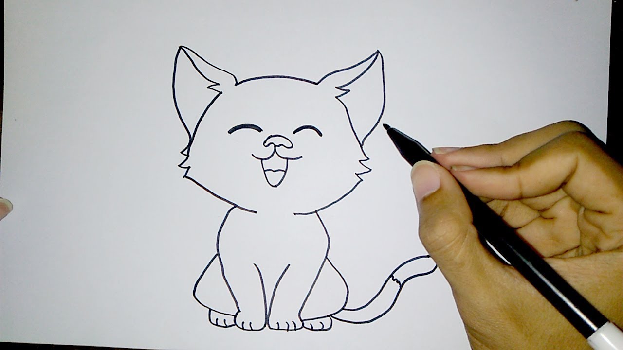 Cara Menggambar Kucing Lucu | How to draw a cat easy