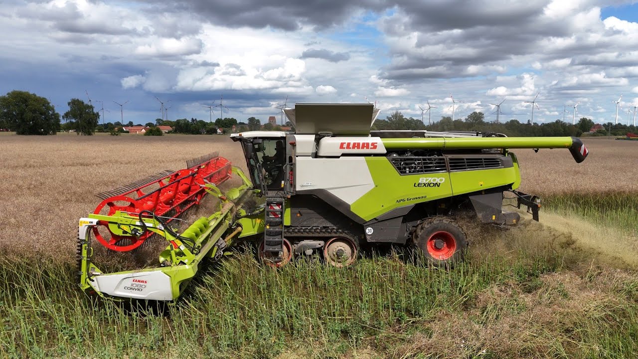 CLAAS LEXION 8700TT am Raps dreschen / Abfahrer FENDT 942 / Ernte 2024 / 4K