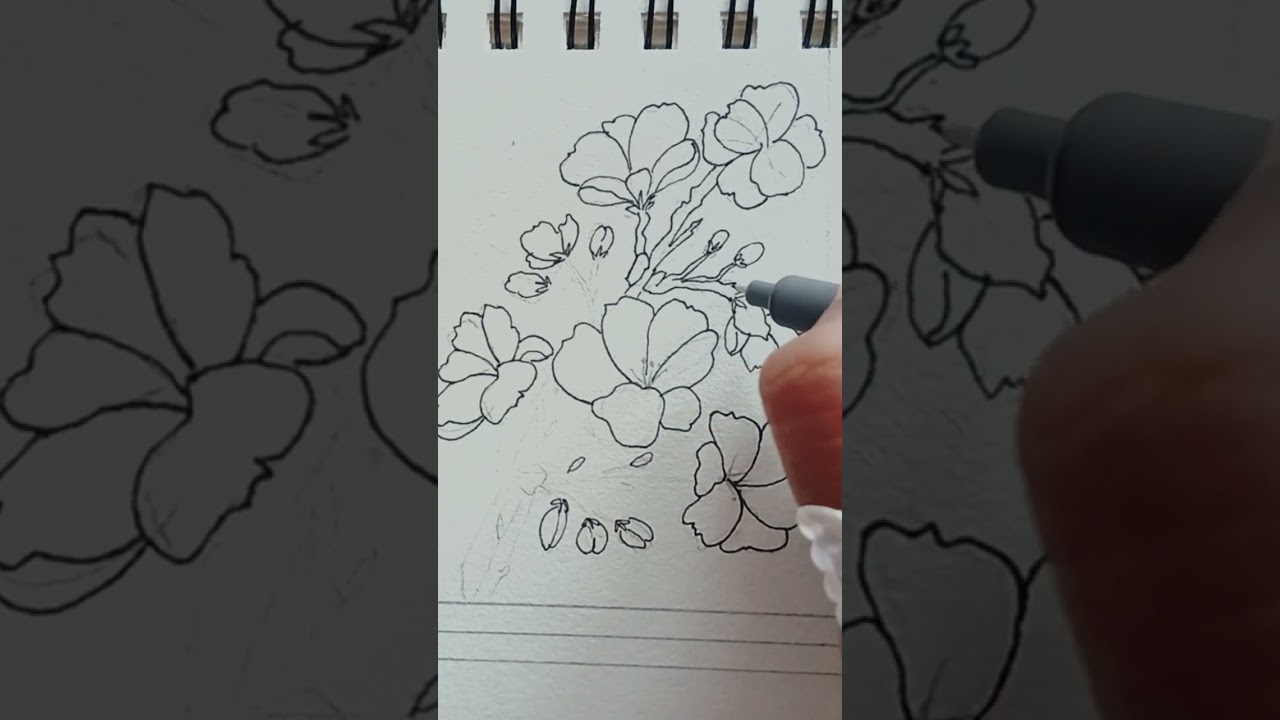 cherry blossom drawing ideas with me 🌸🌸#drawing #flowers #drawingideas #howtodraw  