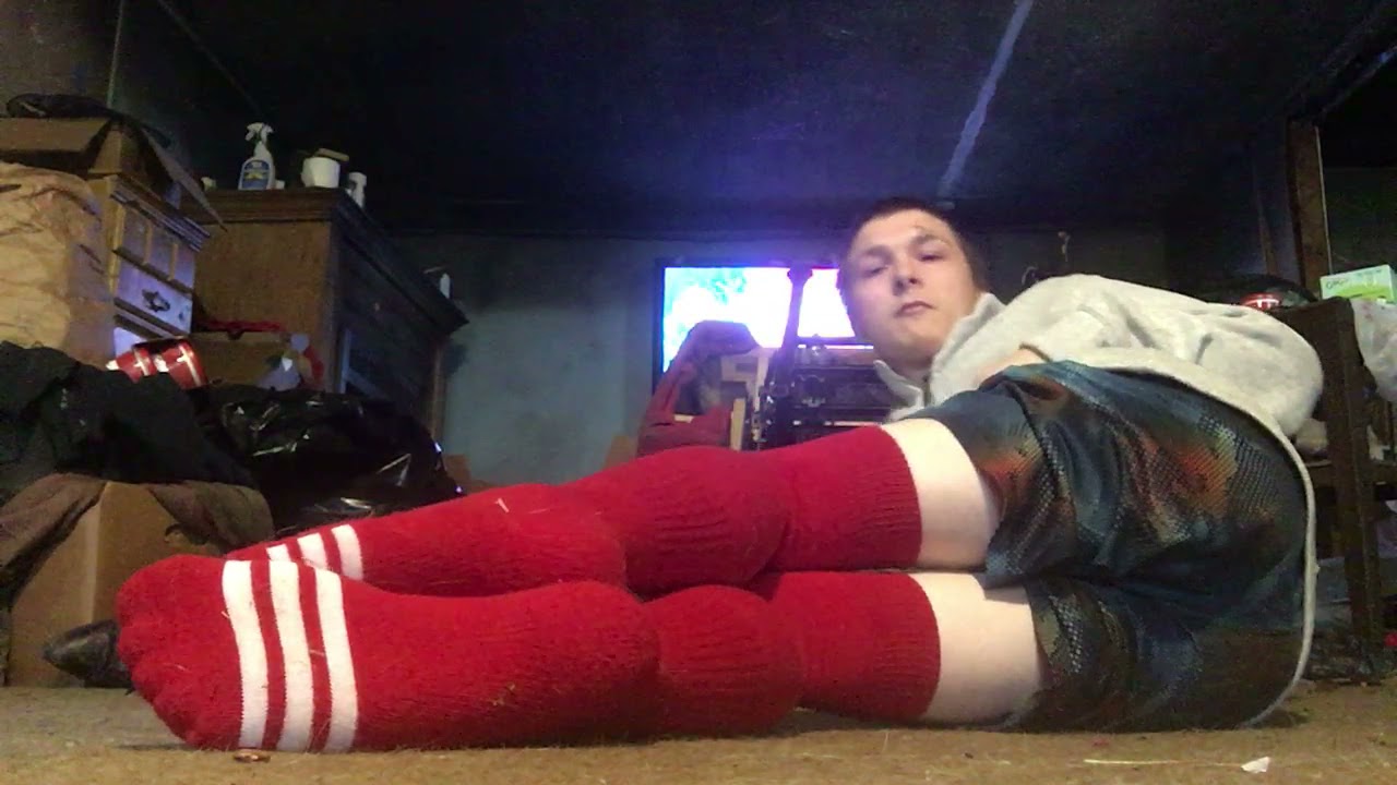 Wearing my new red knee high soccer socks 😍😍😍 SO COMFORTABLE!!!!