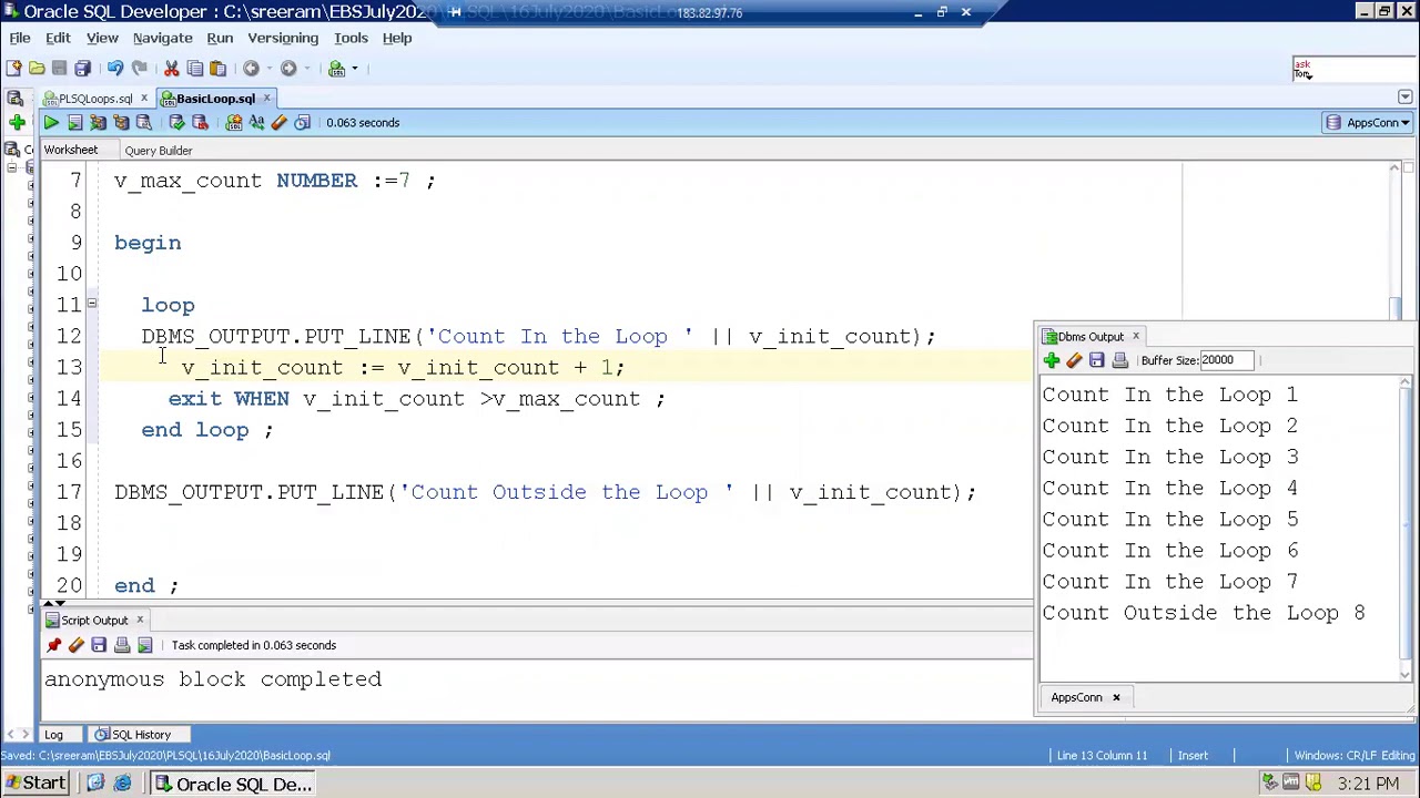 Oracle Database - PLSQL Loops
