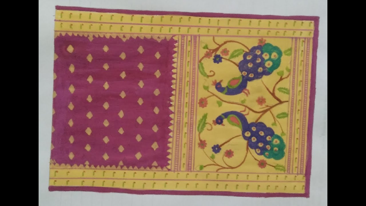How To Draw Paithani Saree Design Drawing  | Saree Design Drawing | Namrata Drawing Class |