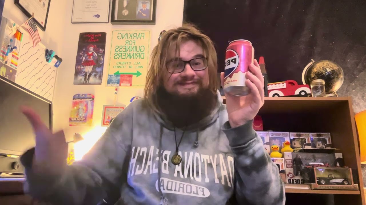 Me trying Pepsi, wild, cherry and cream soda, in a can drink review ￼