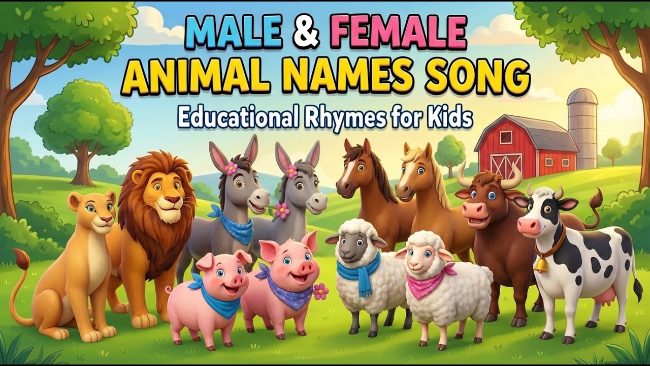Male & Female Animal Names Song 🐷 | Educational Rhymes for Preschool & Kindergarten