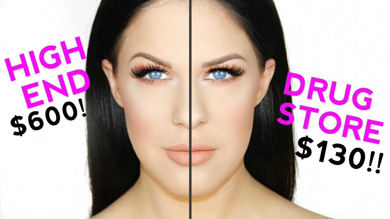 DRUGSTORE VS HIGH END MAKEUP!! FULL FACE OF DUPES!!