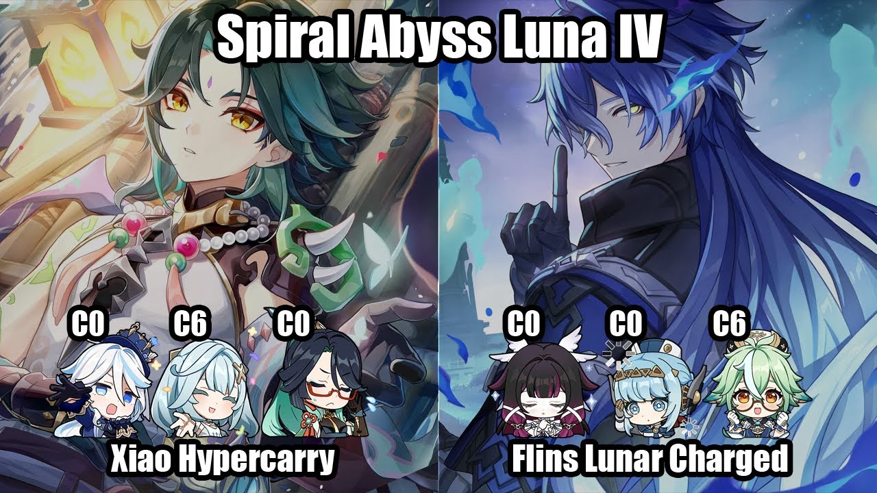 C0 Xiao Hypercarry & C0 Flins Lunar Charged - Spiral Abyss - Genshin Impact Luna IV (6.3)