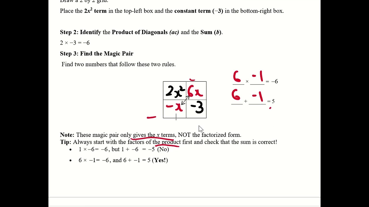 factorisation of ax2+bx+c where a is more than 1