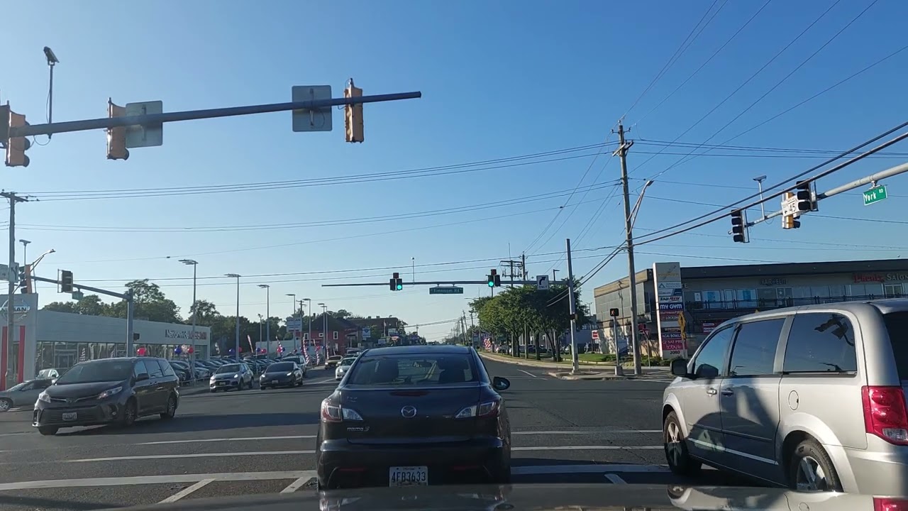 Towson, Maryland. Driving on York road from St Josephs Church to Towson University