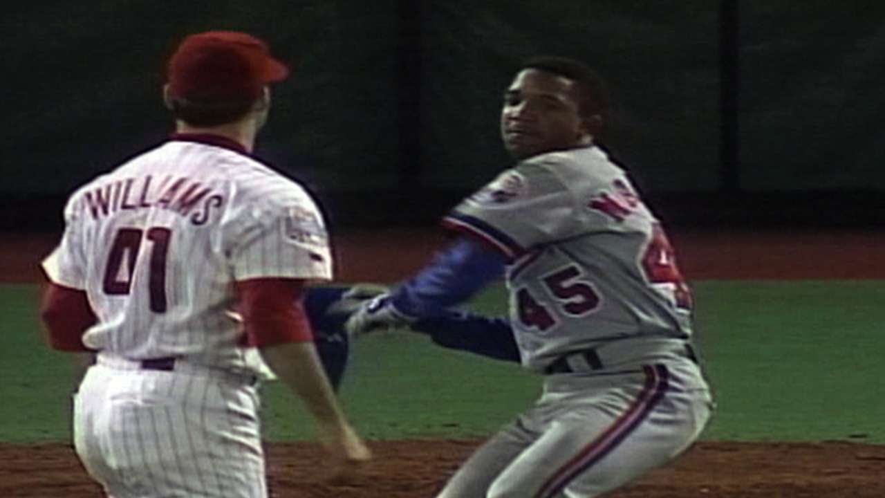 Pedro Martinez gets plunked and charges the mound