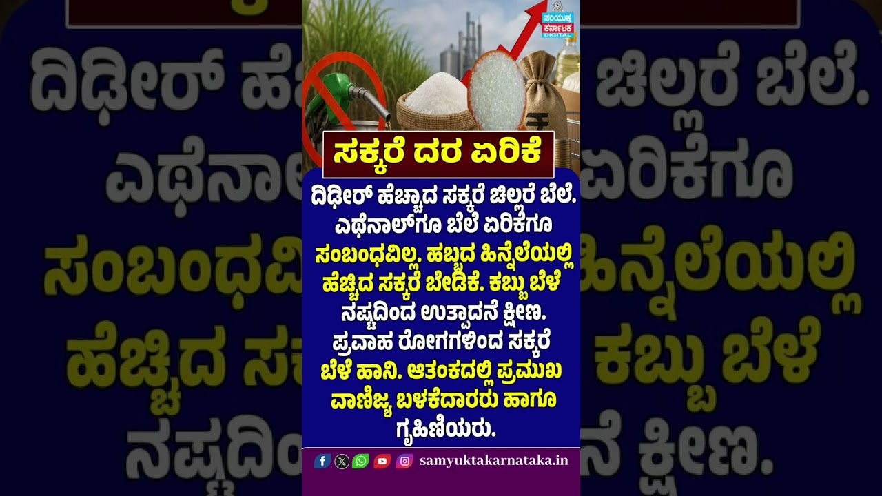 Sugar Price Hike | Sugar Rate Today | Karnataka Sugar Price | Sugar Shortage | Samyukta Karnataka