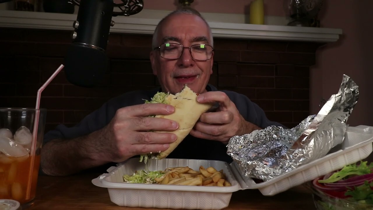 ASMR Gyro Plate Salad and Baklava Mukbang
