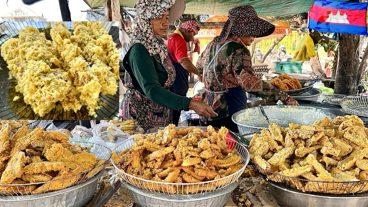 $0.50 Street Food in Cambodia 🇰🇭 | Fried Bananas & Fried Potatoes | Busy Local Street Food