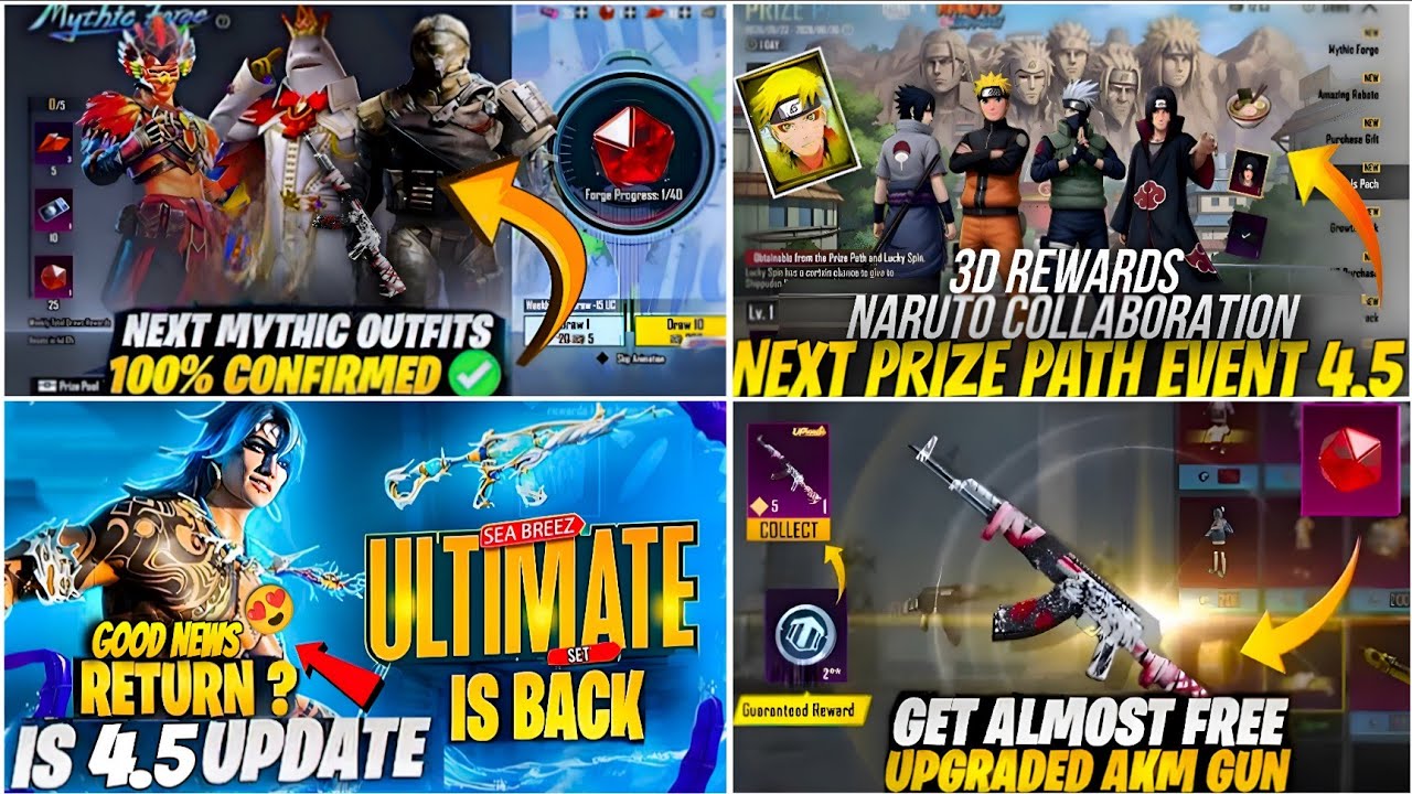 🔴NEXT MYTHIC FORGE BGMI😍| NARUTO NEXT PRIZE PATH BGMI 4.5🔥| NEXT ULTIMATE SET BGMI 4.5 😱TIDAL M416🌊