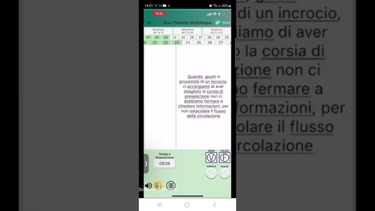 حل Quiz علي السريع  الباب( 13) الجزء( 3) posizioni del veicolo e svolto e manovra varie