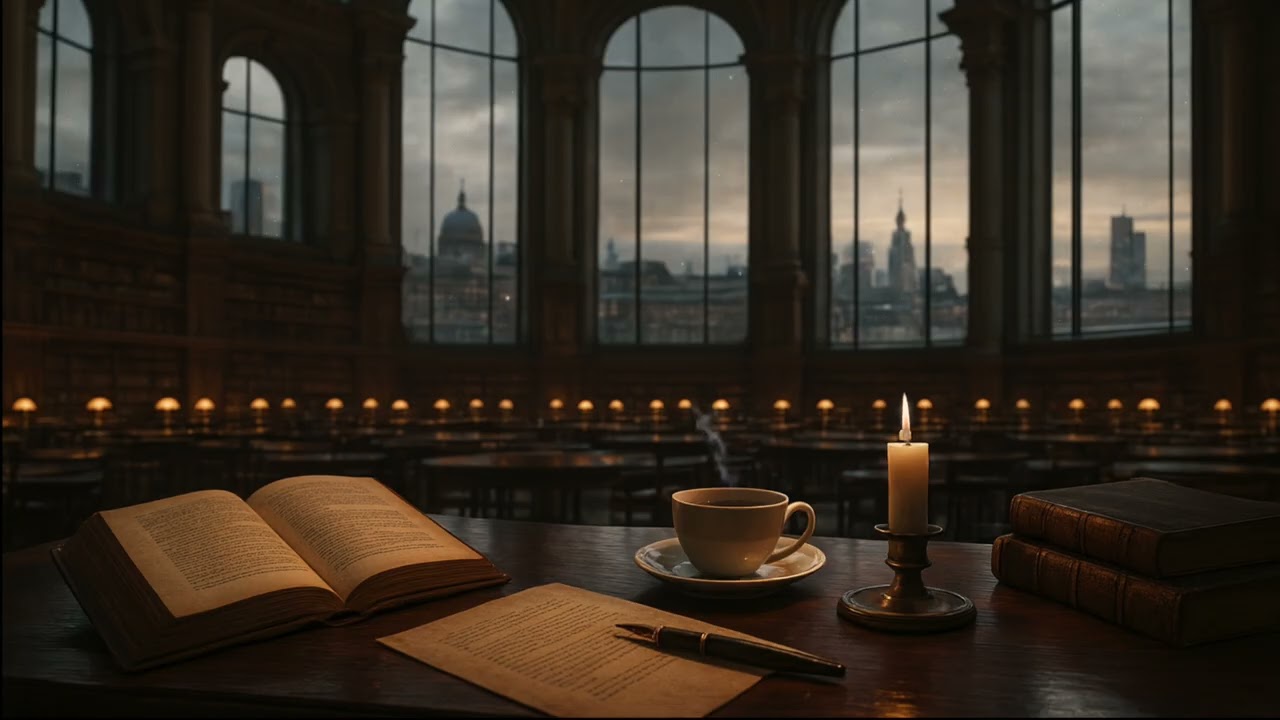 Dark Academia Library Ambience – British Museum Reading Room | Snow & Classical Music