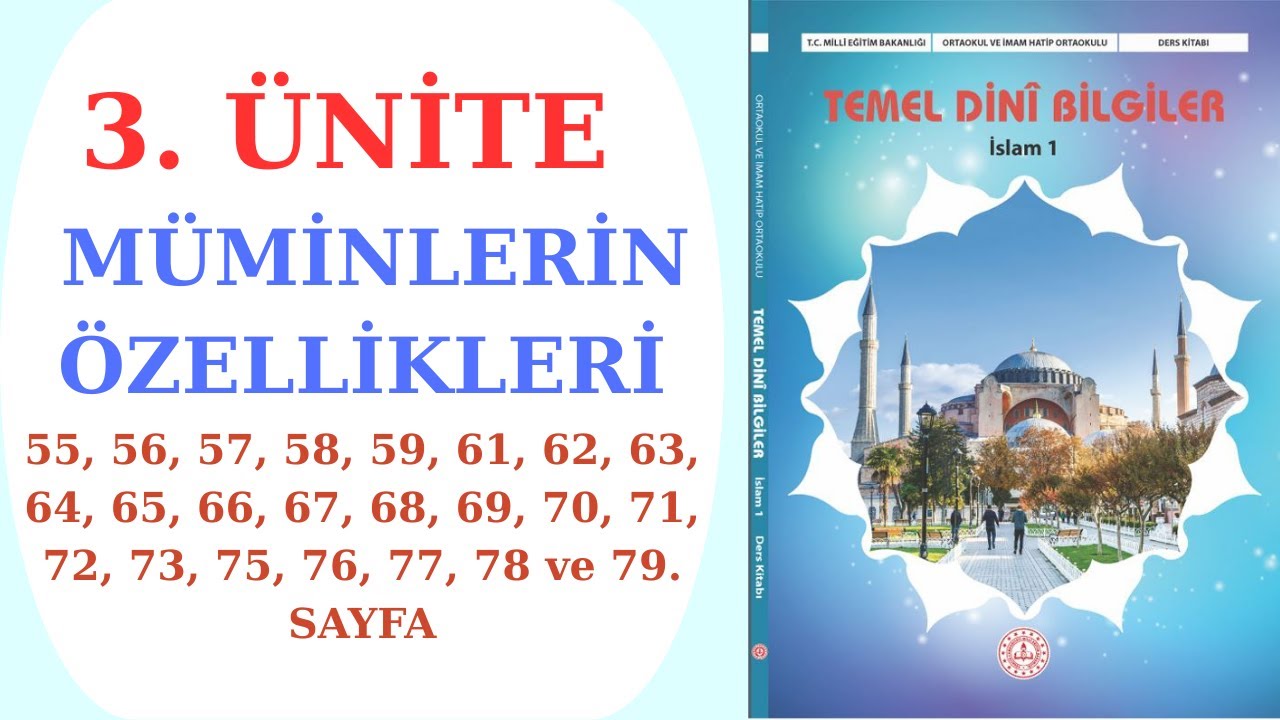 ORTAOKUL TEMEL DİNİ BİLGİLER İSLAM 1 DERS KİTABI 3. &Uuml;NİTE  M&Uuml;MİNLERİN &Ouml;ZELLİKLERİ