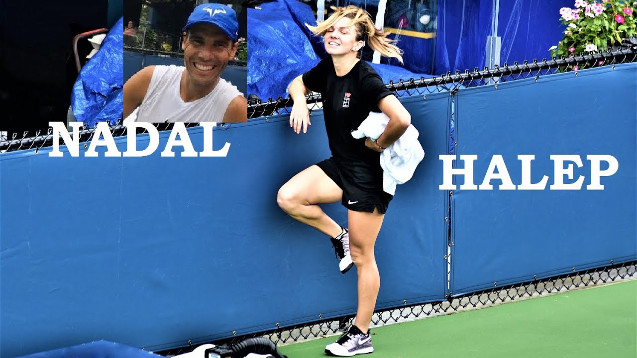 When Simona HALEP met Rafael NADAL #take2 🎾 US OPEN Court PRACTICE ( HD) 🗽