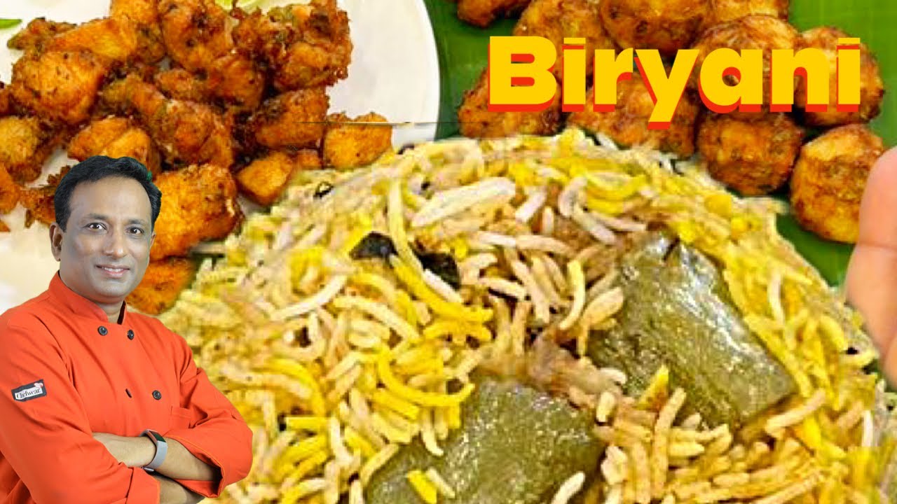 Vegetarian biryani - stuffing snake Gourd and accompanied with chicken 65 farming with Vahchef