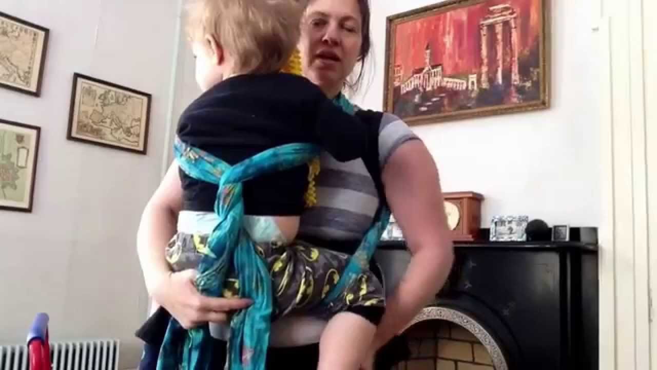 Mei tai high back carry w hip scoot +  Strap FWCC with a double twist + DIY tandem babywearing coat