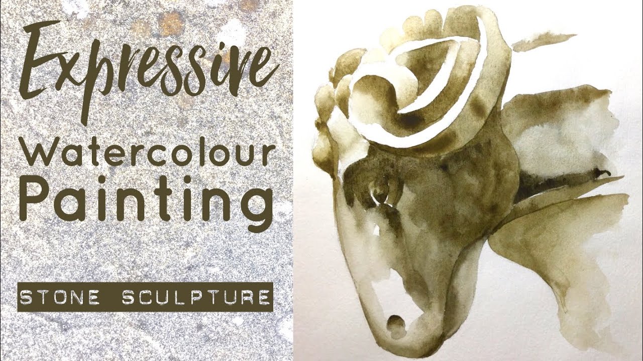 Expressive Watercolour painting tutorial // stone sculpture painting