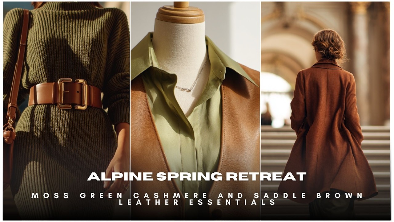 🌲 Alpine Spring Retreat ☕ Moss Green Cashmere and Saddle Brown Leather Essentials