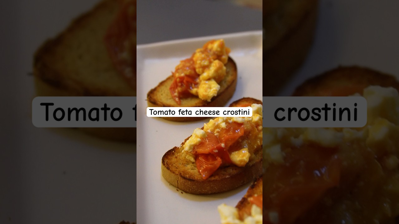 Tomato & feta cheese crostini |  Easy snack | Italian snack