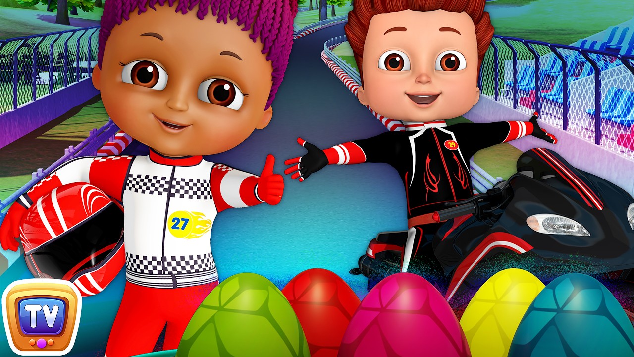 Learn Colors and Shapes with Race Bikes and Surprise Eggs Bike Toys (SINGLE) - ChuChu TV Funzone