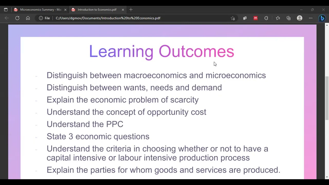 Microeconomics Essentials (Economics 1A) Introduction