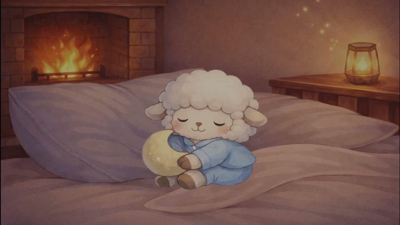 羊のトロンくんと静かな夜｜睡眠用自然音 60分 〜暖炉〜