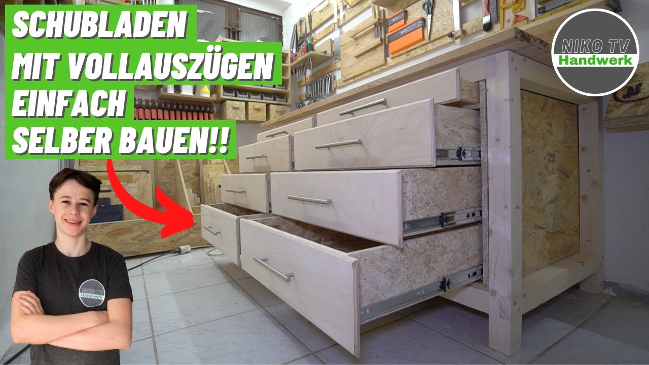 Stabile Schubladen mit Vollauszügen einfach selber bauen!! - Schubladen für die Werkbank! | Niko TV