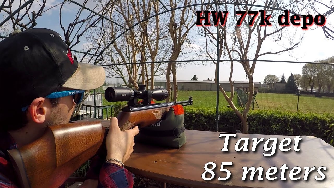 Weihrauch HW 77k depo | potenza e precisione | tiro con bersaglio a 85 metri