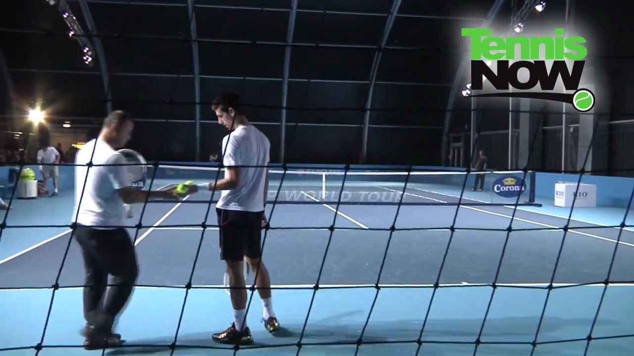 Novak Djokovic Practicing at the 2011 ATP World Tour Finals Day 3