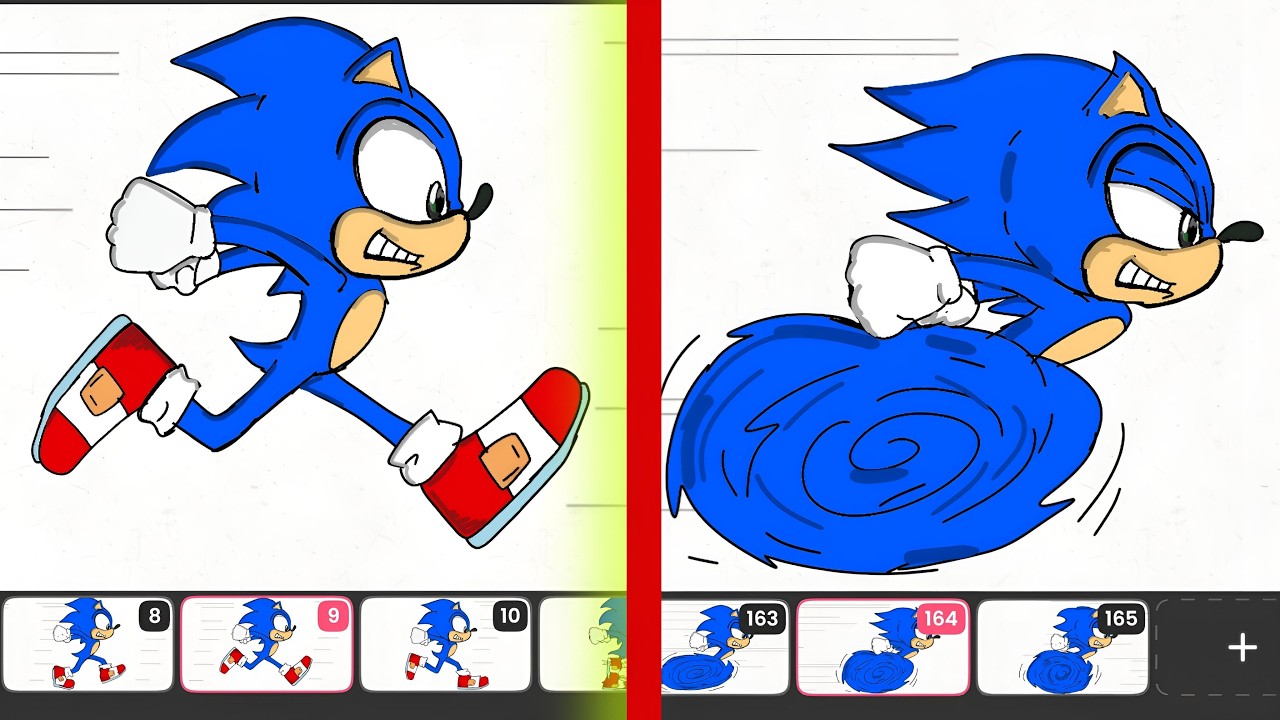 SONIC CORRENDO Animação no Flipaclip - Como animar  Sonic no flipaclip - Sonic flipaclip tutorial