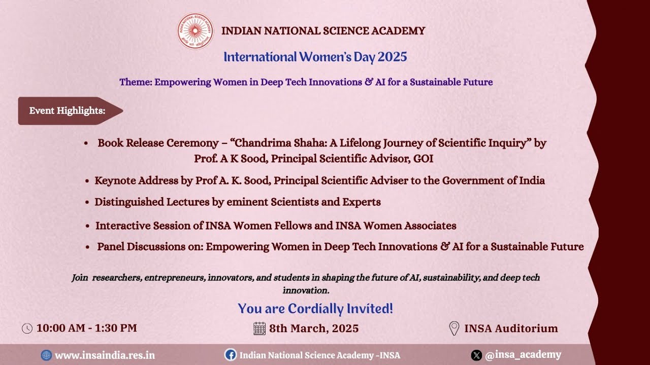 INSA Women’s Day Theme: Empowering Women in Deep Tech Innovations & AI for a Sustainable Future