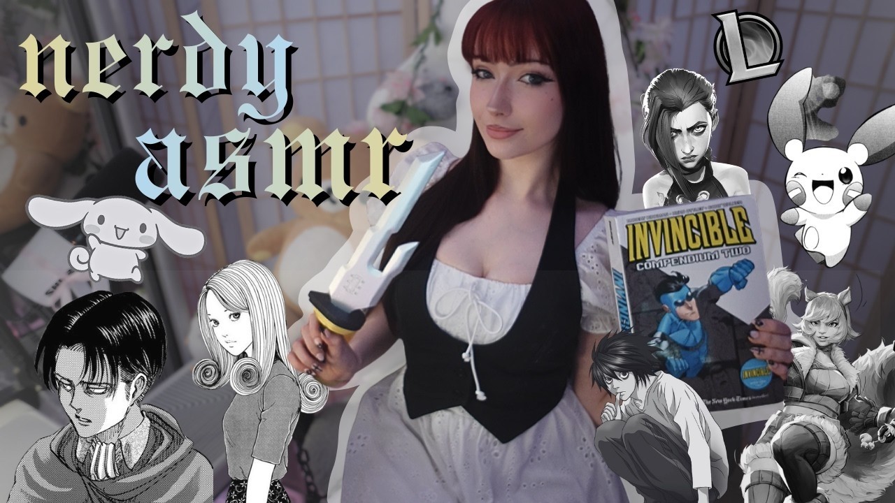 NERDY ASMR ♡ manga, figurines, cards + more ♡ tapping + whispering