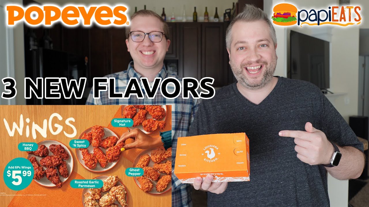 NEW WING FLAVORS AT POPEYES - Signature Hot, Roasted Garlic Parmesan, Honey BBQ - Review