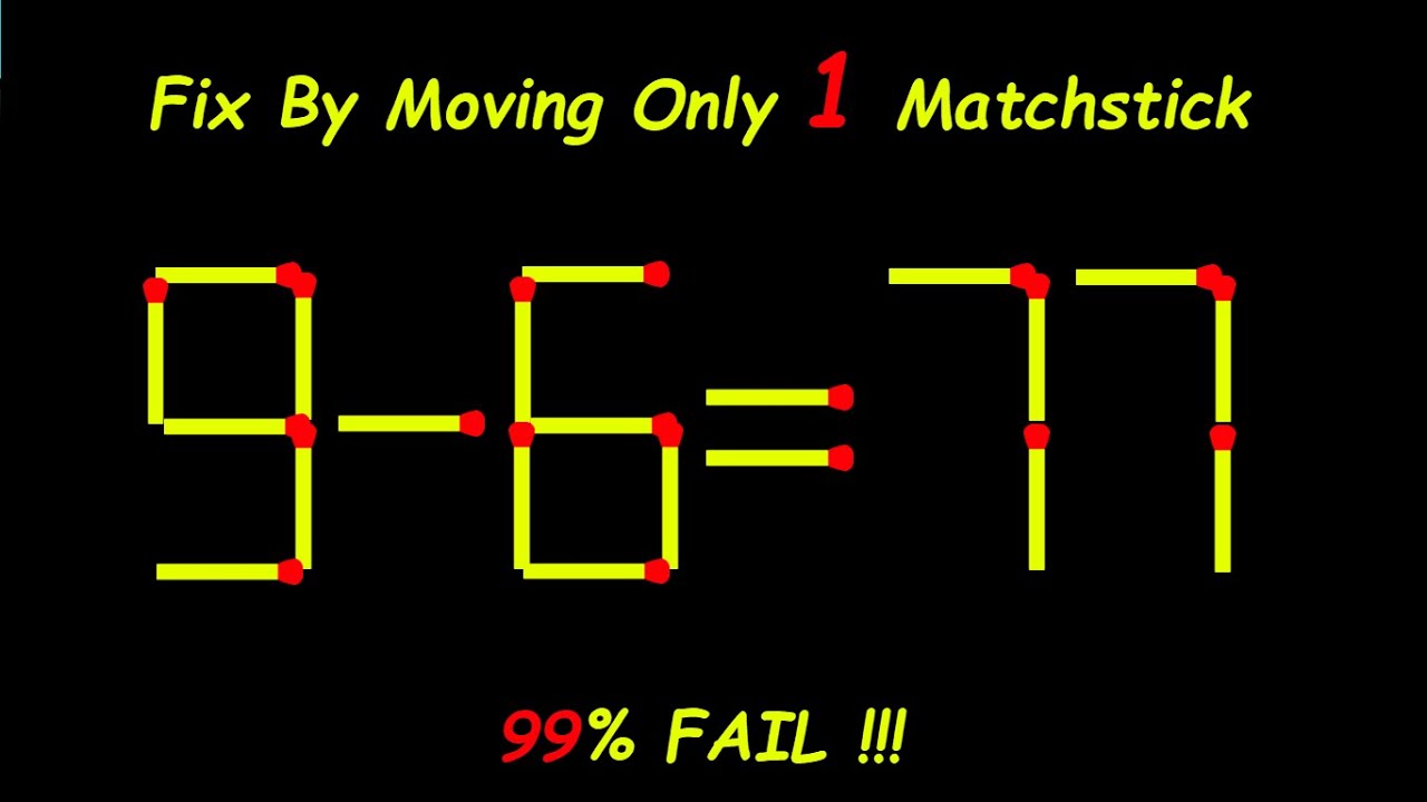 Impossible Matchstick Puzzle - Fix The Equation by moving 1 stick - Improve IQ #matchstickpuzzle