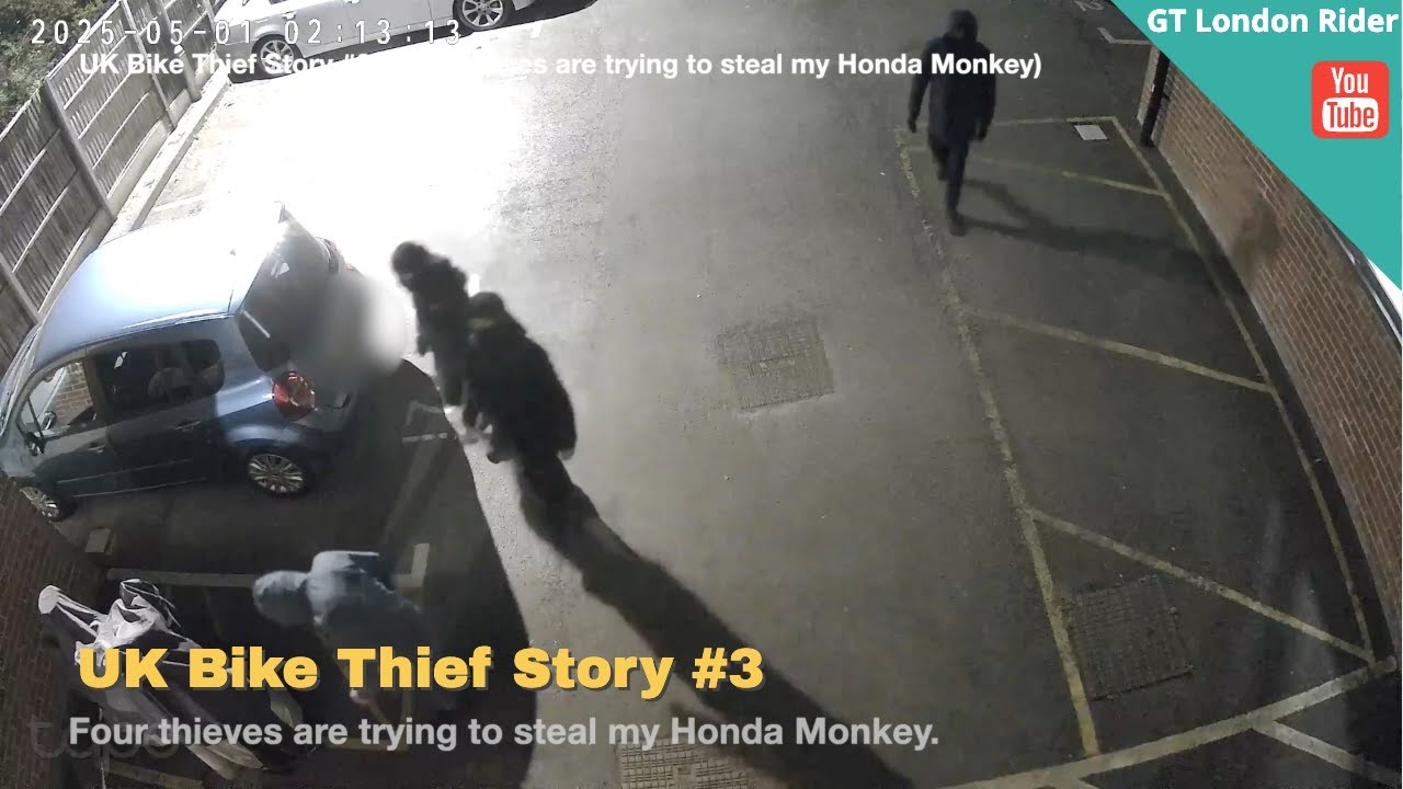 UK Bike Thief Story 3 (Four thieves are trying to steal my Honda Monkey) #gtlondonrider #bikethief
