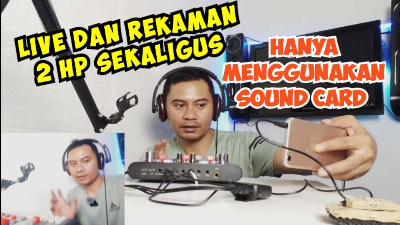 Cara menyambung microphone wireless tnw N8/N9 ke sound card tnw dengan rekaman dua hp sekaligus