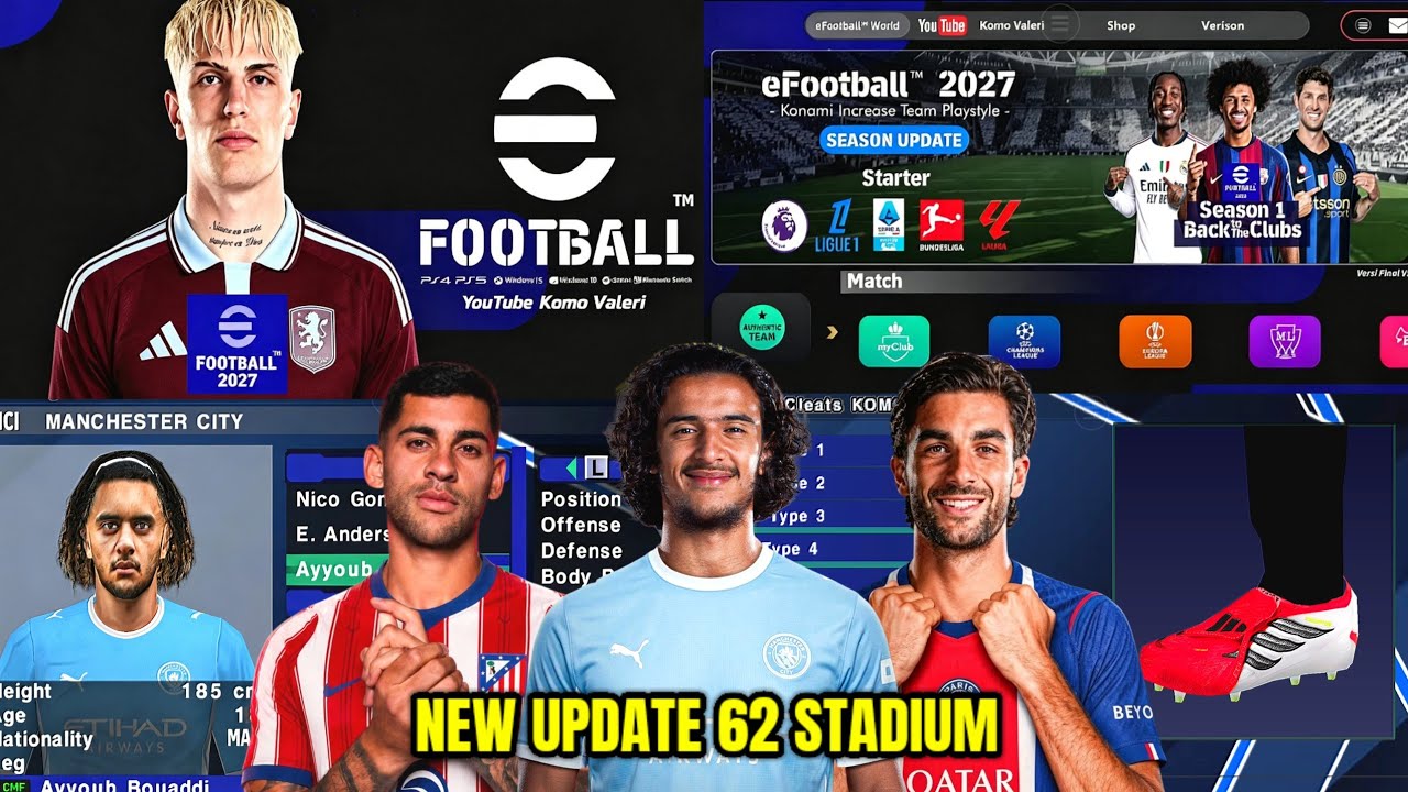 Efootball PES PPSSPP 2027 62 STADIUM Update Transfer KITS 26/27 GRAFIK 4K Android Offline !!